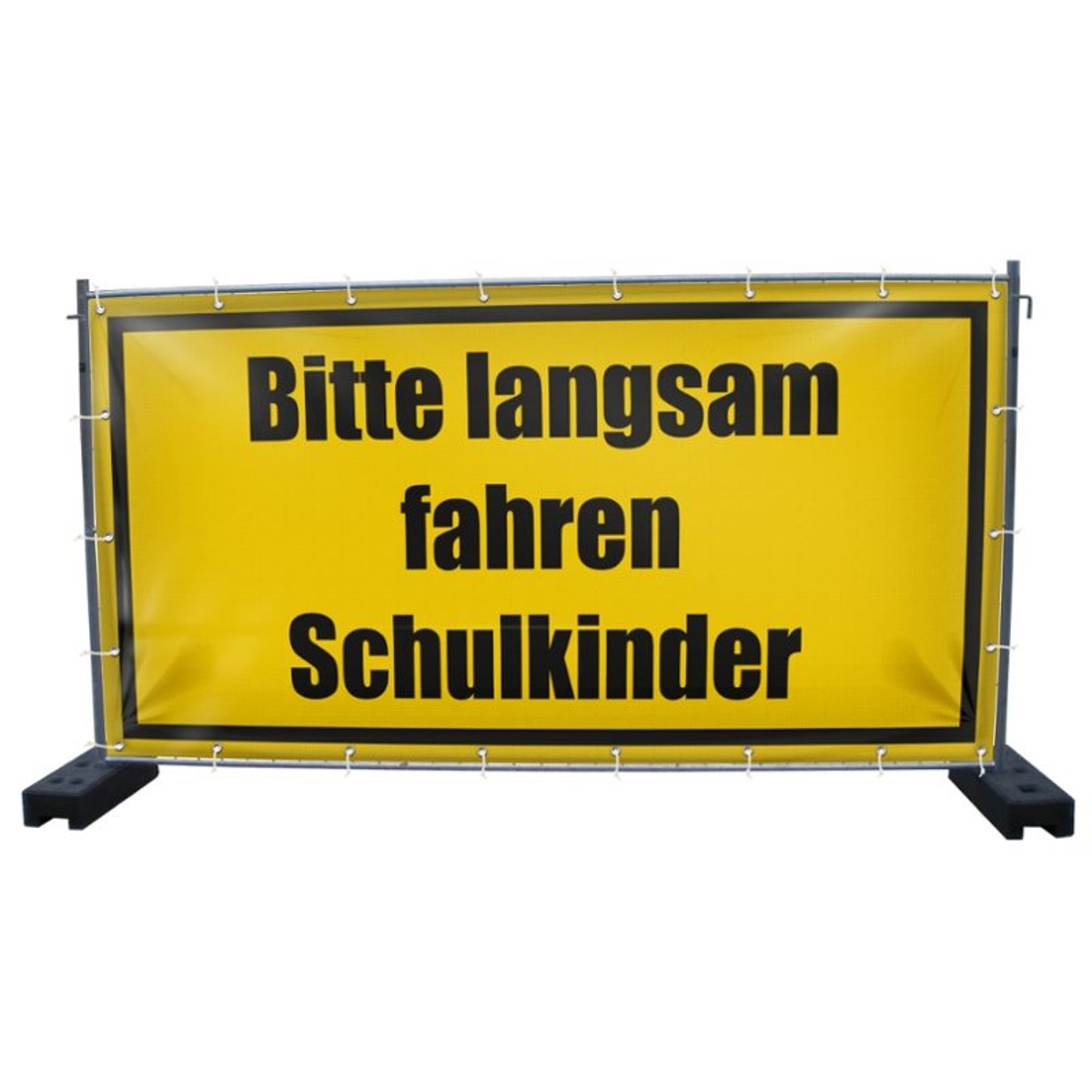 340 x 173 cm | Langsam fahren Schulkinder Bauzaunbanner (1967)