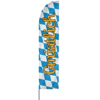 Straight | Gmiatlich, Oktoberfest Beachflag, blau weiß, verschiedene Größen, V1