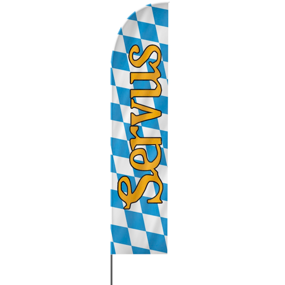 Straight | Servus, Oktoberfest Beachflag, blau weiß, verschiedene Größen, V1