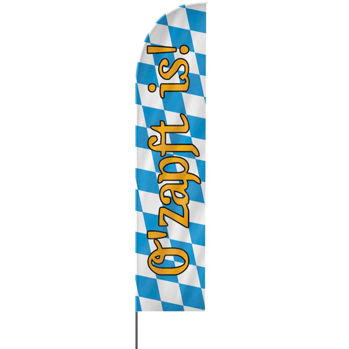 Straight | O’zapft is, Oktoberfest Beachflag, blau weiß, verschiedene Größen, V1