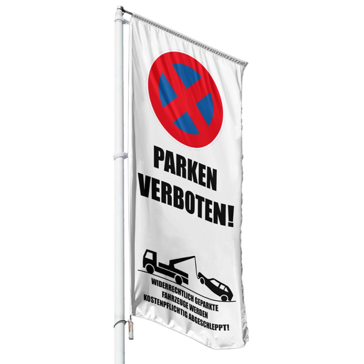 Parken verboten Hissflagge, Fahne im Wunschformat (1477)