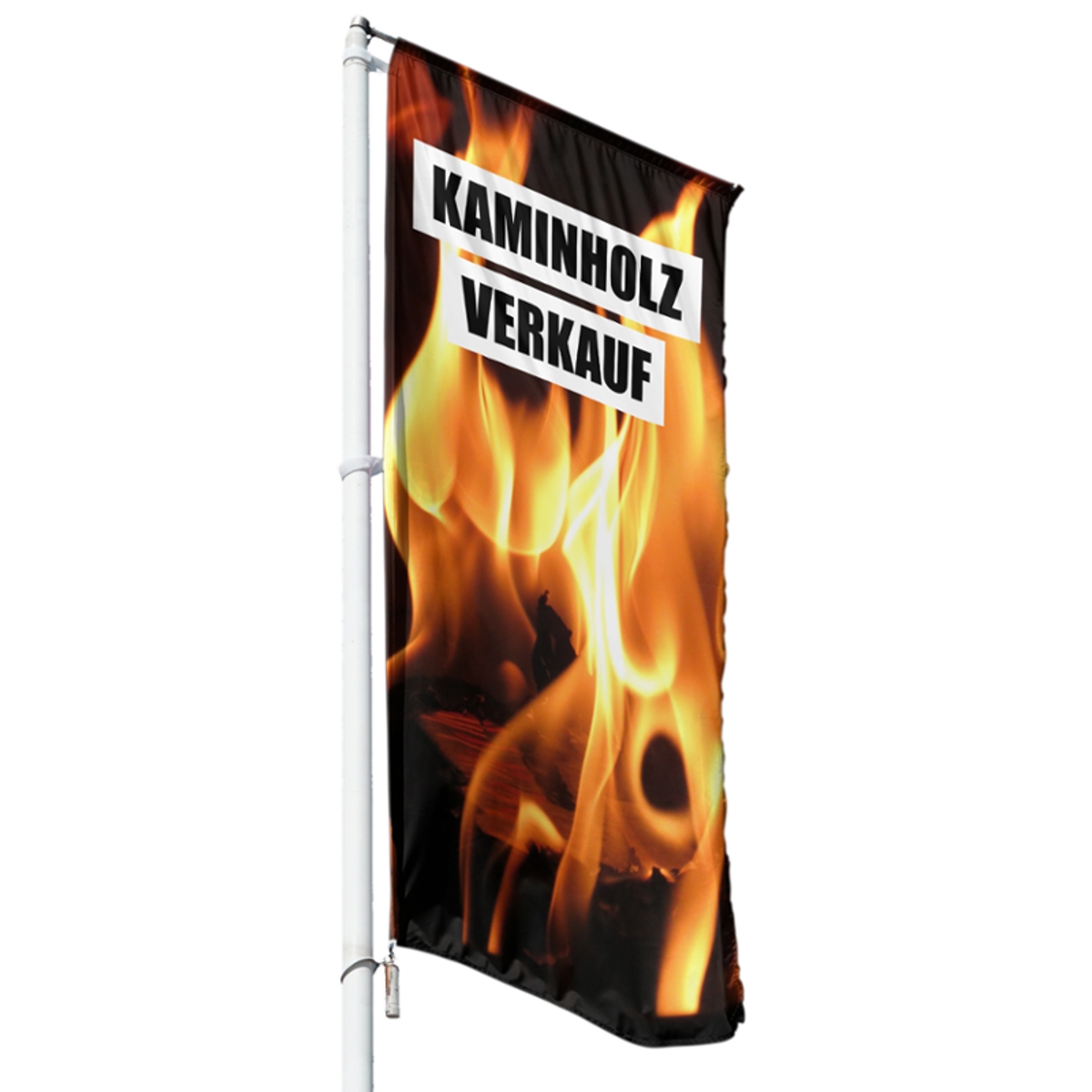 Kaminholz Verkauf Hissflagge, Fahne im Wunschformat (2313)