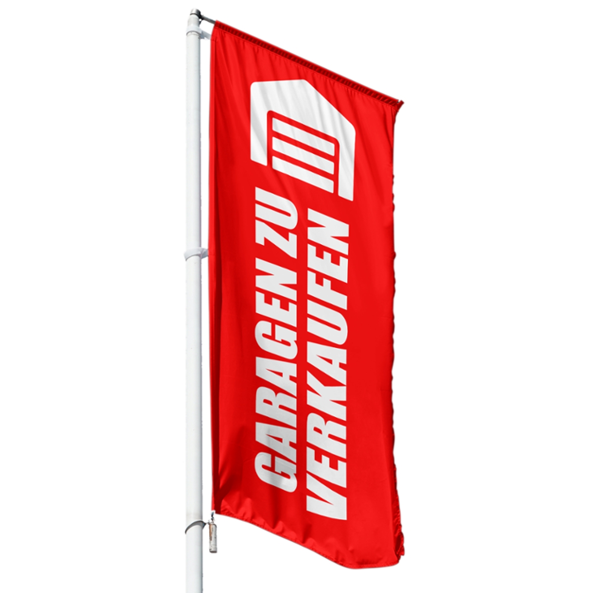Garagen zu verkaufen Hissflagge, Fahne im Wunschformat (3997)