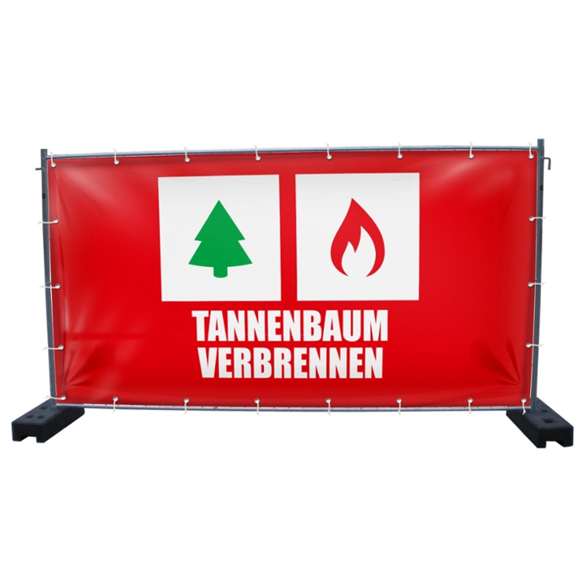 340 x 173 cm | Tannenbaum Verbrennen Bauzaunbanner (2807)